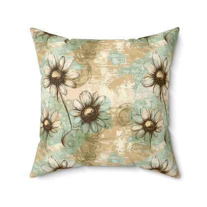 Worn Meadow Daisies Throw Pillow