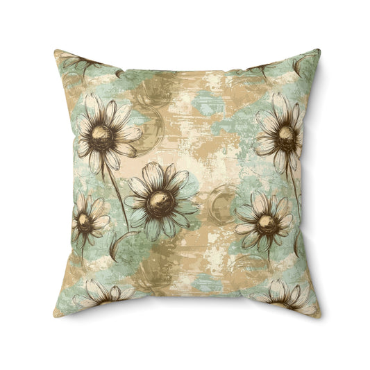 Worn Meadow Daisies Throw Pillow