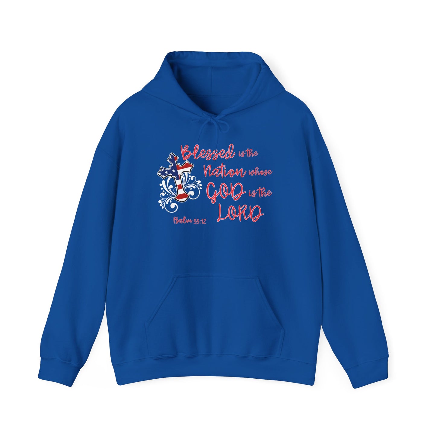 Blessed Is The Nation Whose God Is The Lord Heavy Blend™ Hooded Sweatshirt