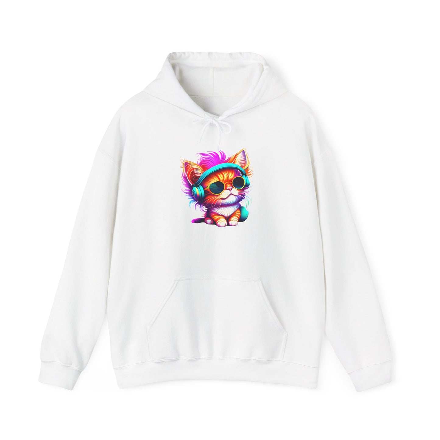 Cool Kitten w/Headphones Heavy Blend™ Hooded Sweatshirt