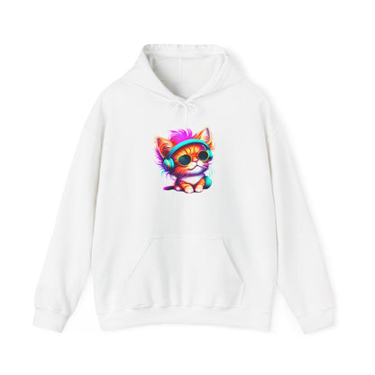 Cool Kitten w/Headphones Heavy Blend™ Hooded Sweatshirt