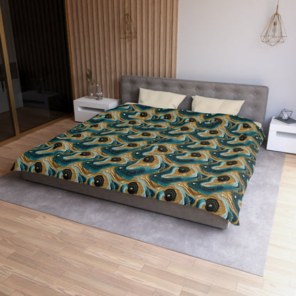 Gilded Ocean Veins Microfiber Duvet Cover