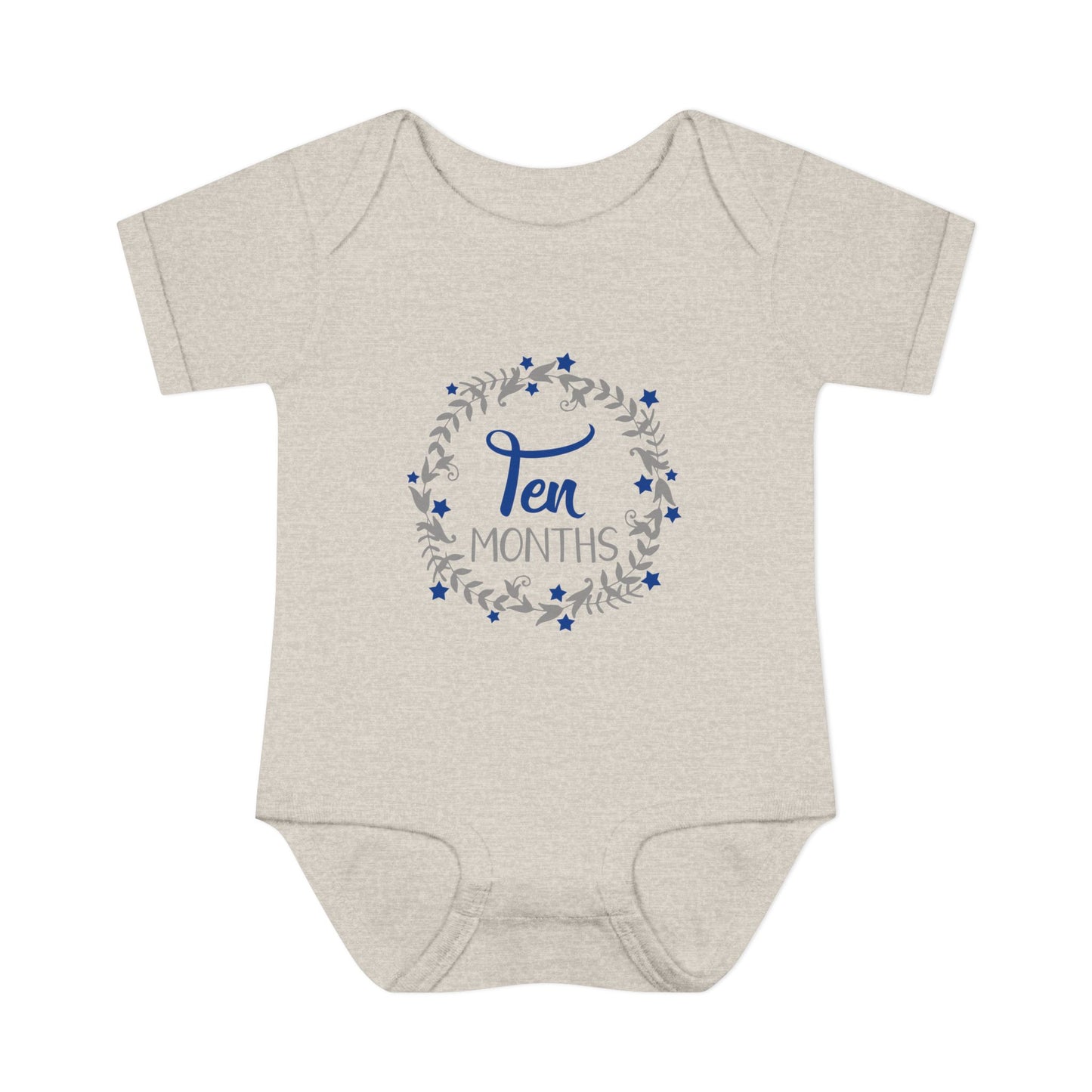Blue Milestone Wreath Onesie-Ten Months