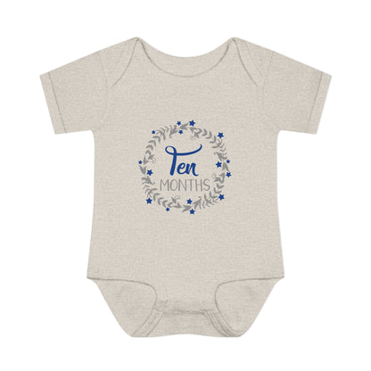 Blue Milestone Wreath Onesie-Ten Months