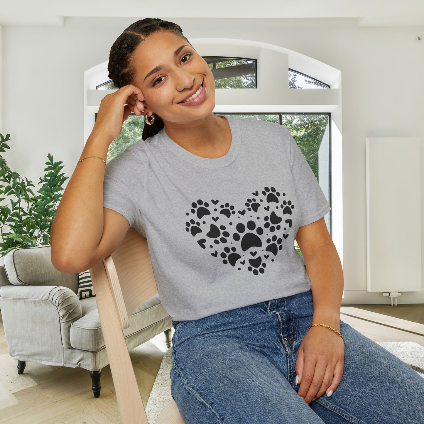 Paw Print Heart Adult T-shirt