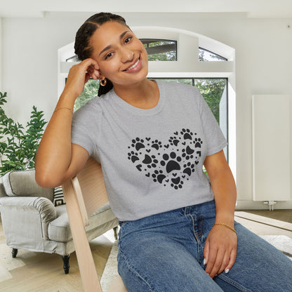 Paw Print Heart Adult T-shirt