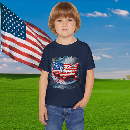 America-Shaped Happy 250th Birthday Cake Heavy Cotton™ Toddler T-shirt