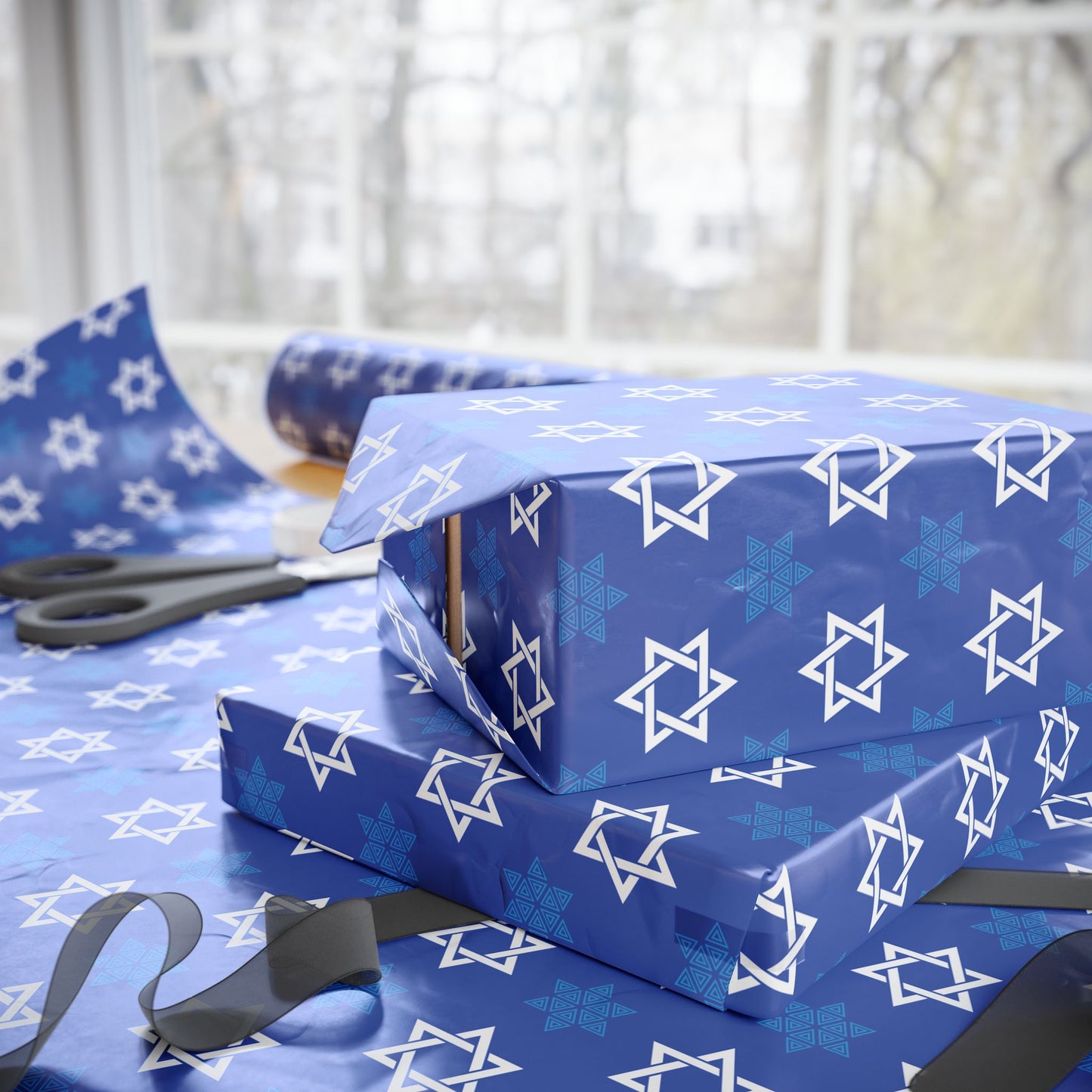 Star of David 4 Hanukkah Wrapping Paper