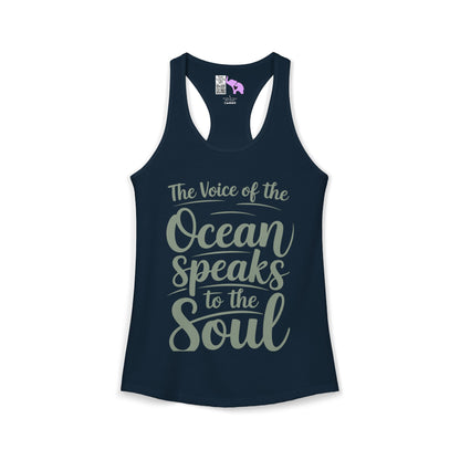The Voice of the Ocean Speaks to the Soul Women's Ideal Racerback Tank