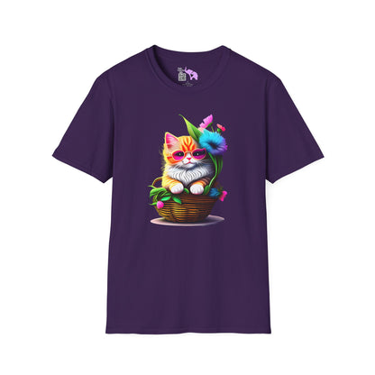 Cute Colorful Kitten in Flowers 2 T-shirt