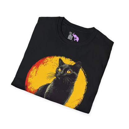 Black Cat Over Full Moon Adult T-shirt