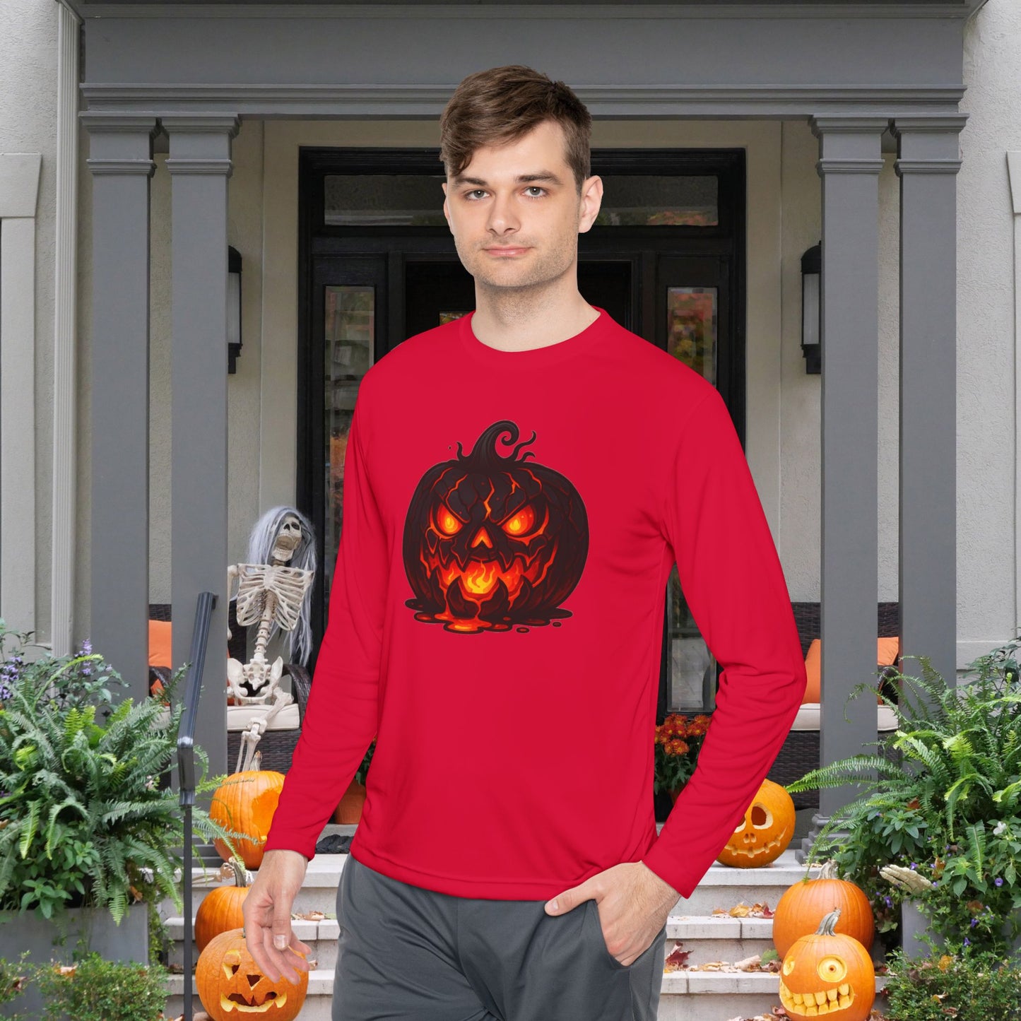 ""Inferno Jack-O’-Lantern Adult Long Sleeve Tee