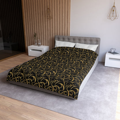 Golden Noir Swirl Microfiber Duvet Cover