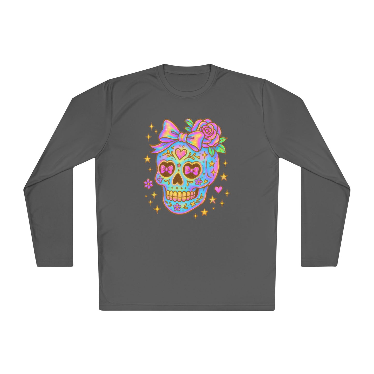 Neon Sugar Skull Adult Long Sleeve Tee