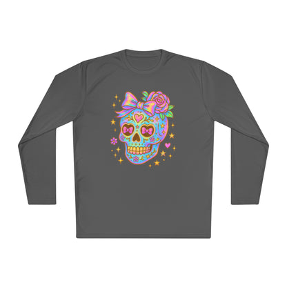 Neon Sugar Skull Adult Long Sleeve Tee