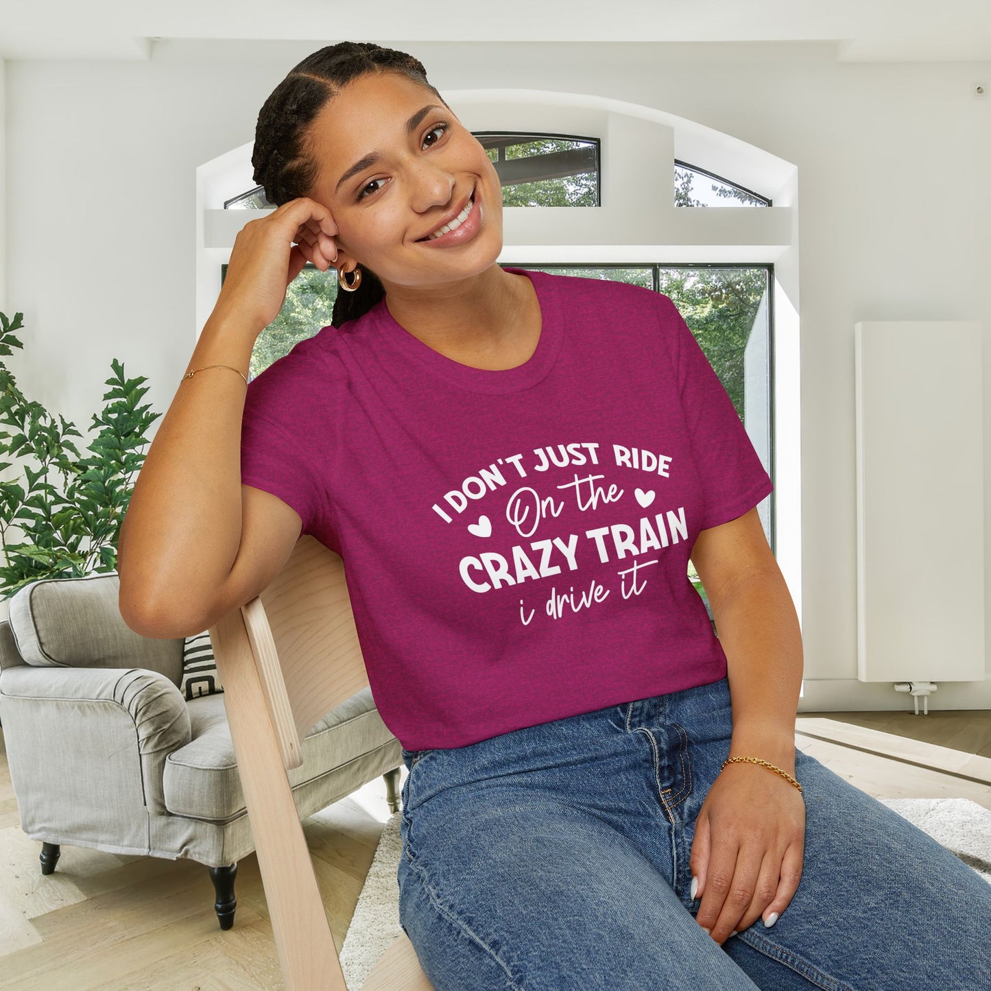 I Don't Just Ride On The Crazy Train...I Drive It Adult T-shirt