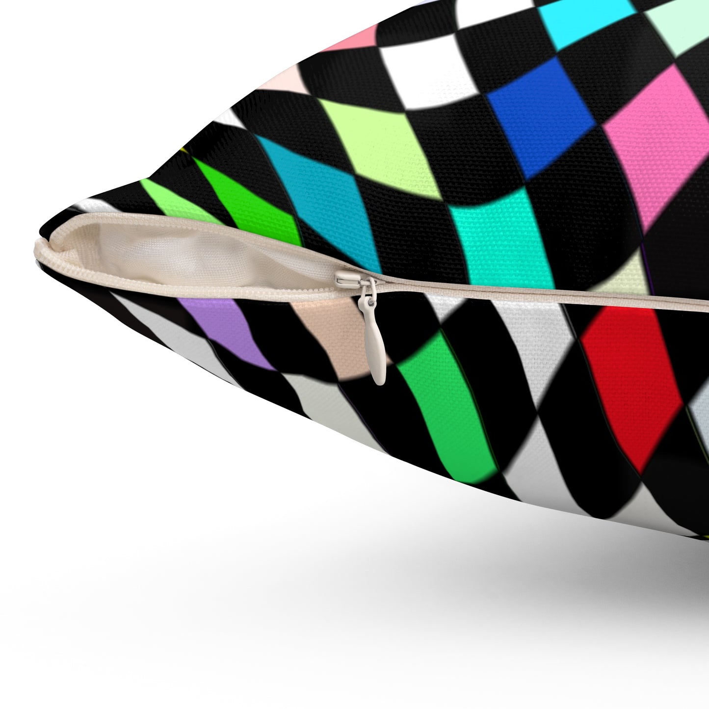 Warped Colorful Checkered Throw Pillow