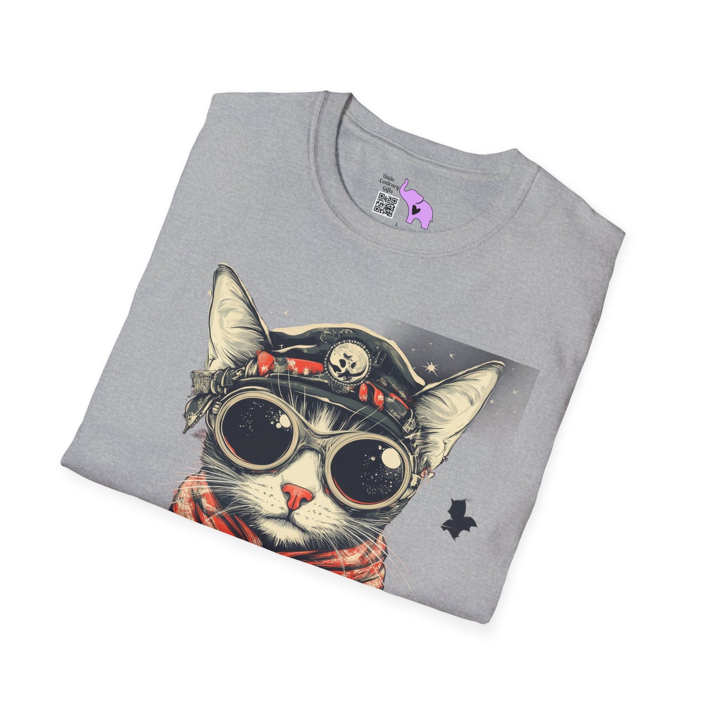 Creepy Aviator Cat Adult T-shirt