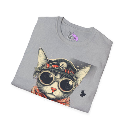 Creepy Aviator Cat Adult T-shirt