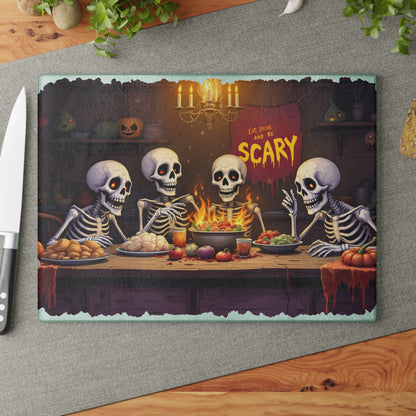 Eat, Drink, & Be Scary Glass Cutting Board