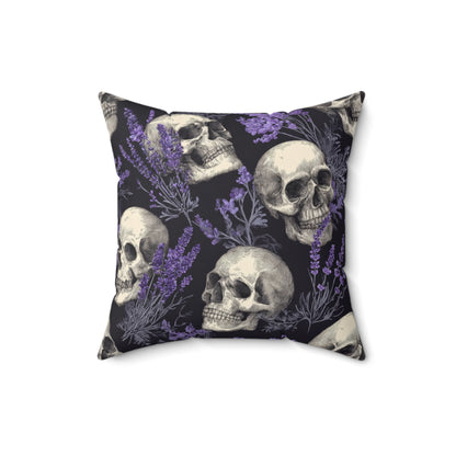 Midnight Lavender Skulls Throw Pillow
