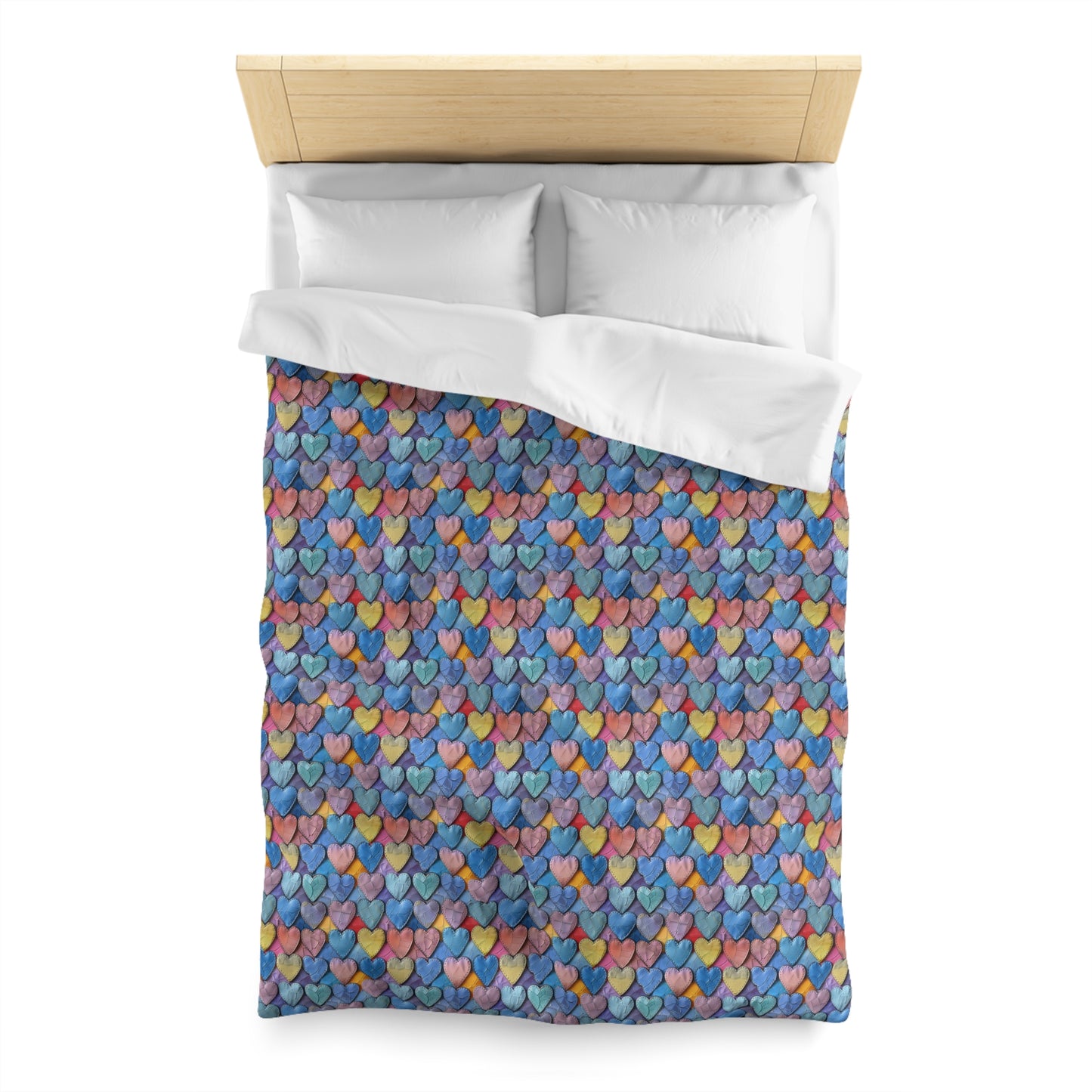 Color Pop Leather Hearts Microfiber Duvet Cover