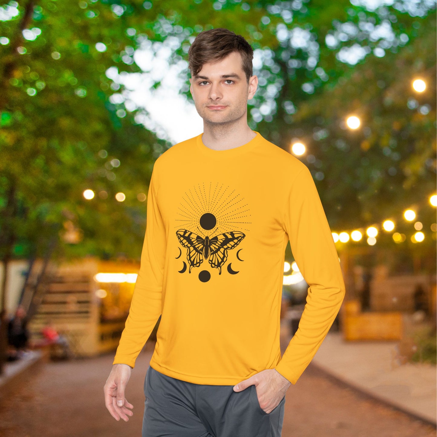 Butterfly w/Sun, Moon, & Stars Adult Long Sleeve Tee
