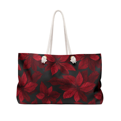 Midnight Poinsettia Garden Weekender Bag