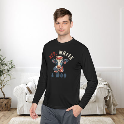 Red, White, & Moo Adult Long Sleeve Tee