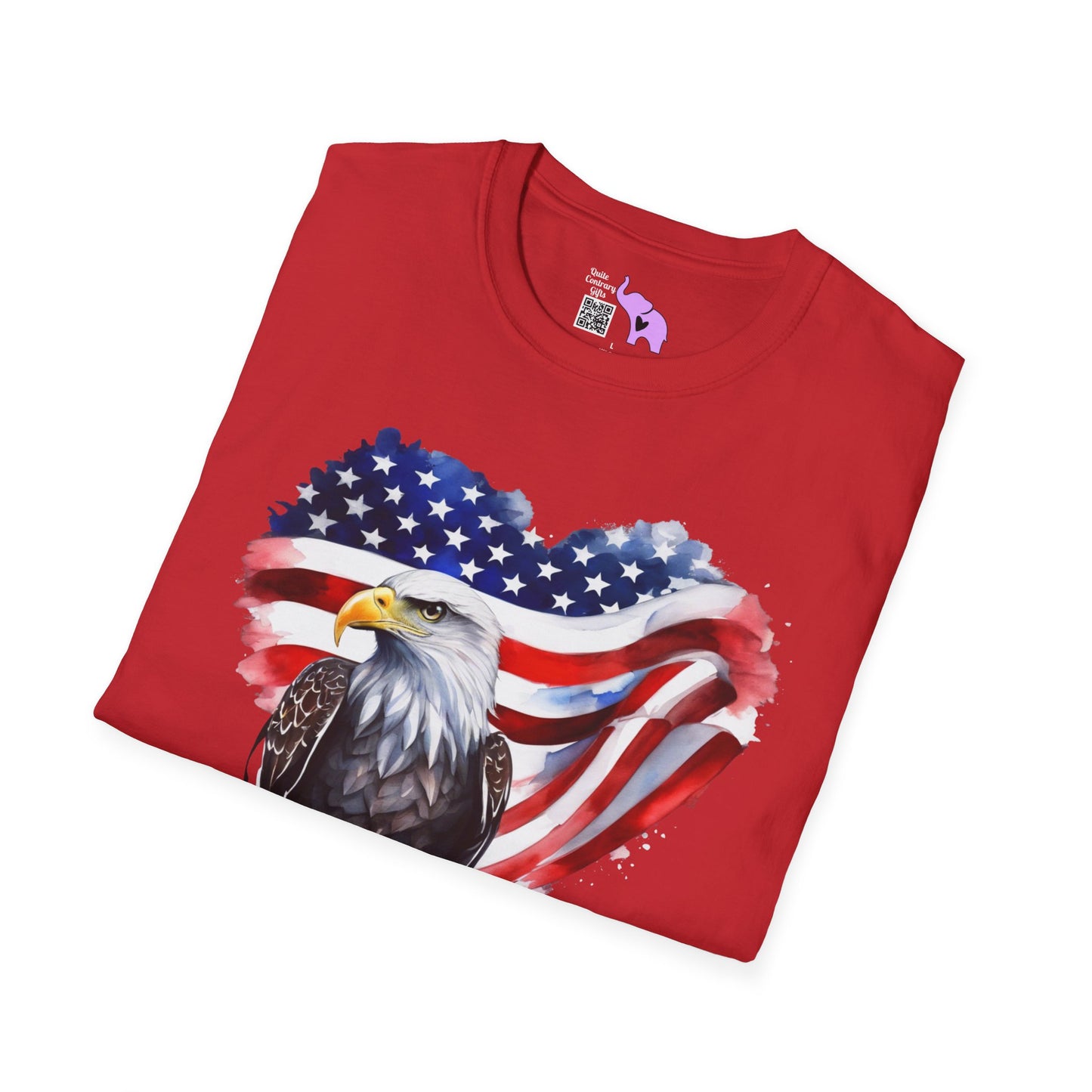 American Flag Heart w/Eagle Adult T-shirt