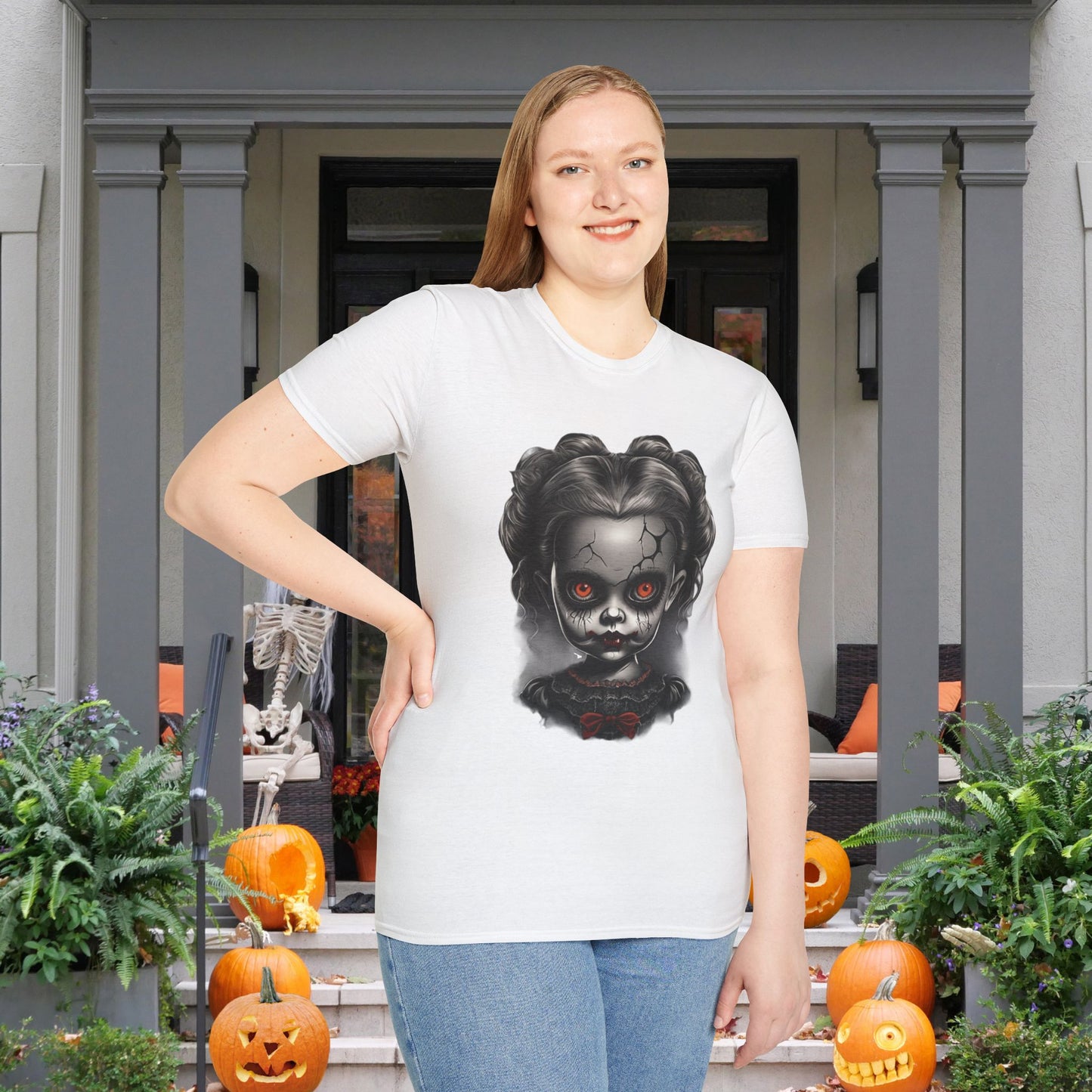 Creepy Girl Doll 2 Adult T-shirt
