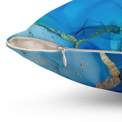 Turquoise Marble Print Throw Pillow