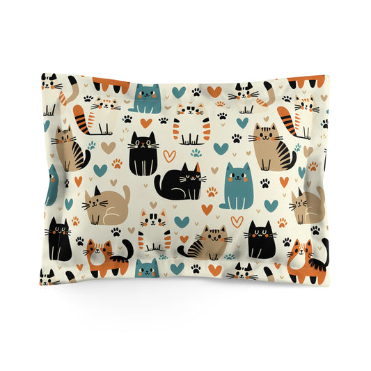 Whiskered Wonders Microfiber Pillow Sham