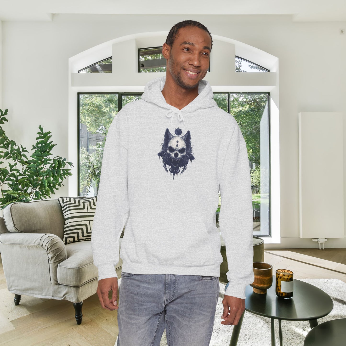 Creepy Skull Wolf Heavy Blend™ Hooded Sweatshirt