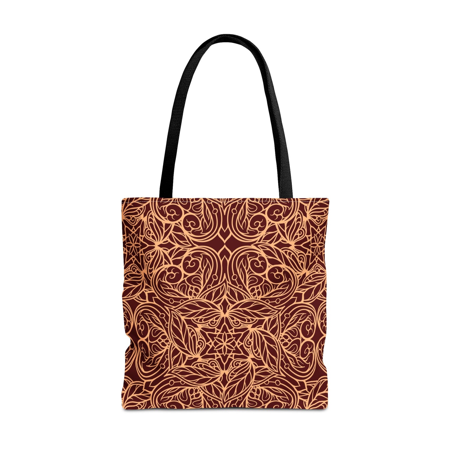 Golden Crimson Star Mandala Canvas Tote Bag