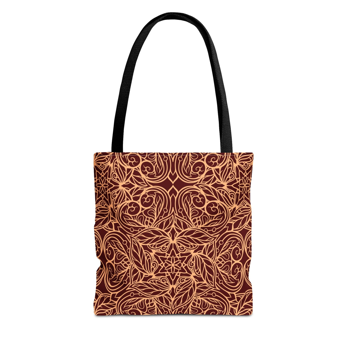 Golden Crimson Star Mandala Canvas Tote Bag