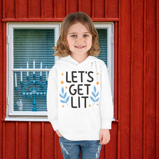 Hanukkah Let's Get Lit Toddler Pullover Fleece Hoodie