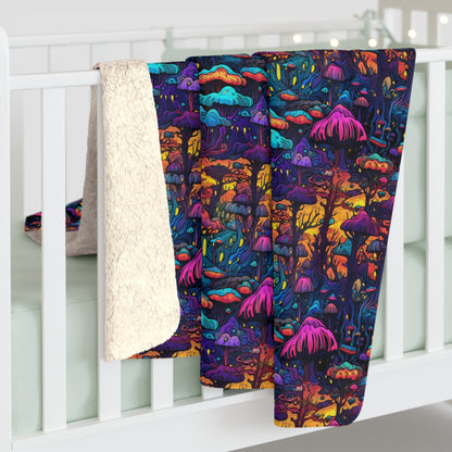Psychedelic Spore Forest Sherpa Fleece Blanket