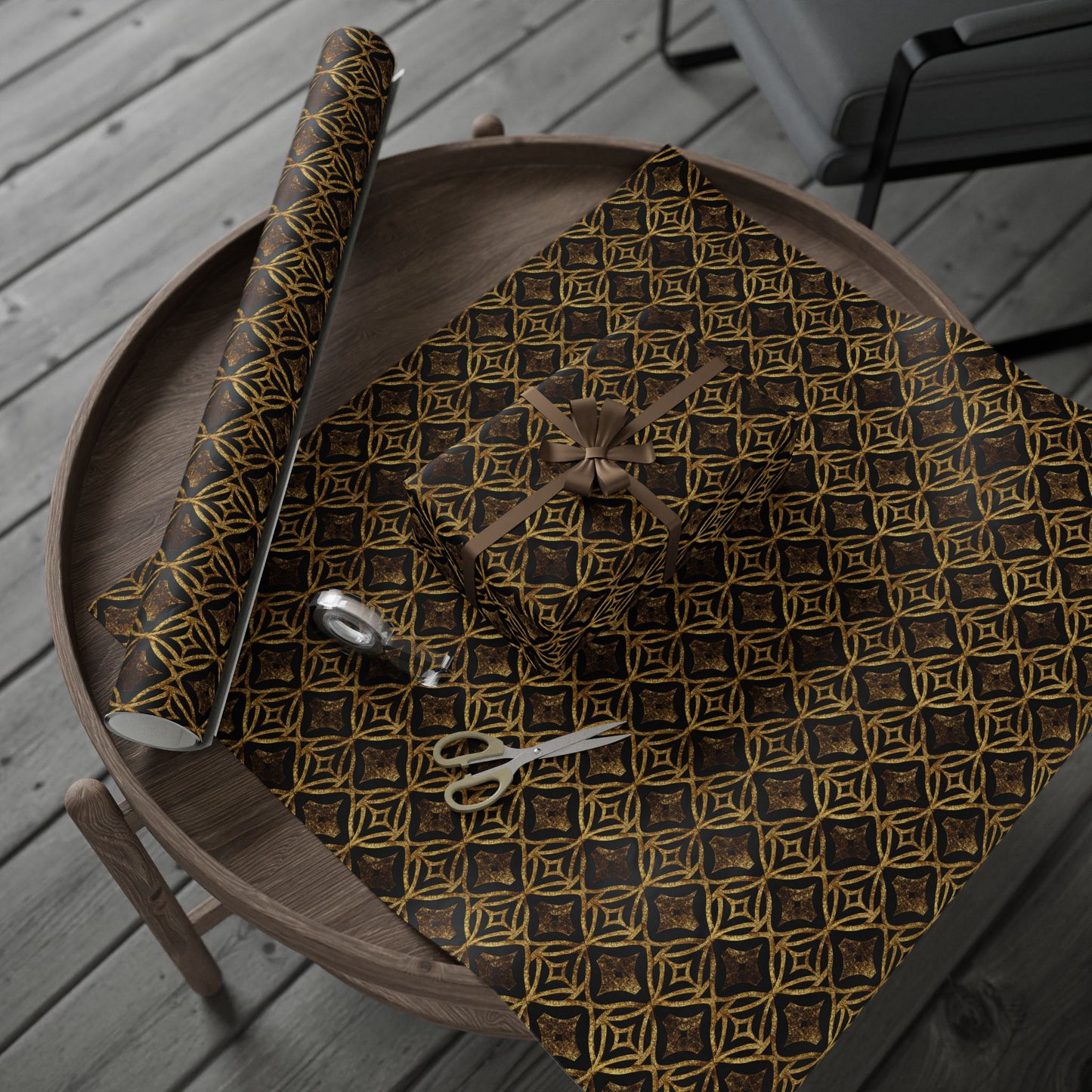 Golden Star Lattice Wrapping Paper