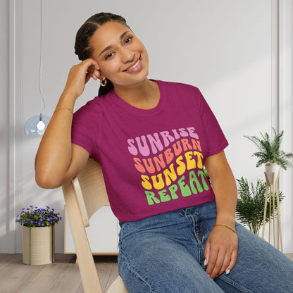 Sunrise Sunburn Sunset Repeat Adult T-shirt