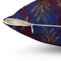 Midnight Gilded Leaves Throw Pillow