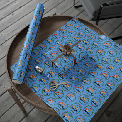 Cute Reindeer Wreath Custom Wrapping Paper (Randy)