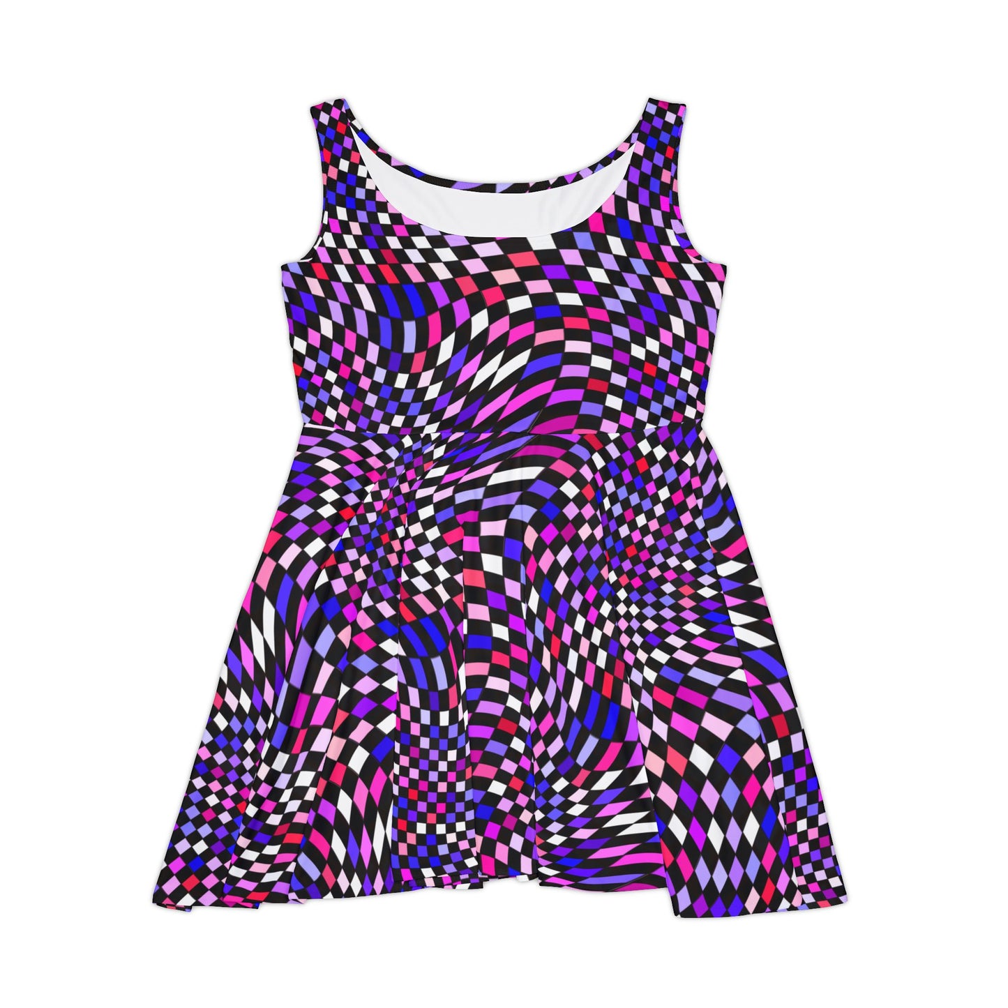 Warped Purple Checkered Women's Skater Dress