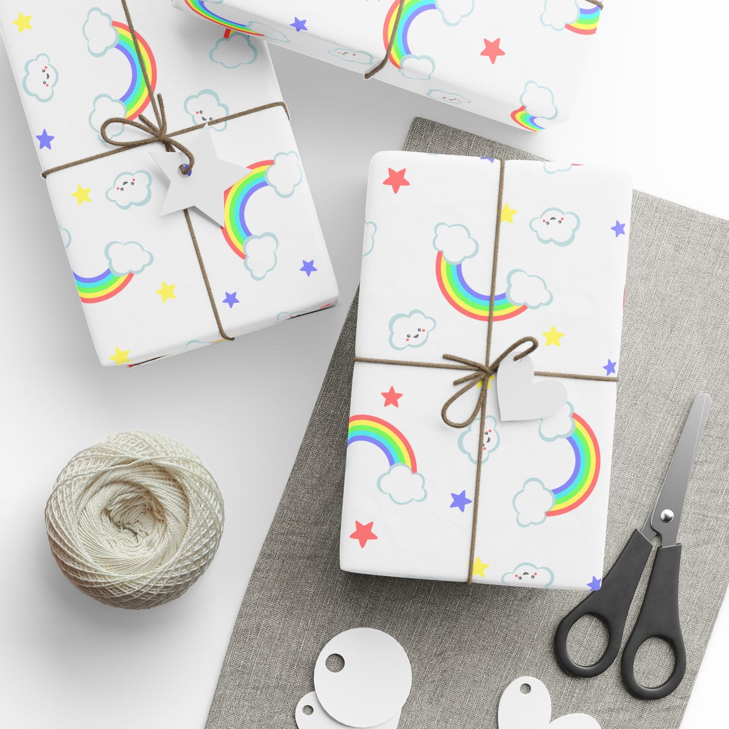 Rainbow Smiles & Stars Wrapping Paper