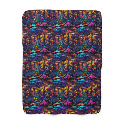 Psychedelic Spore Forest Sherpa Fleece Blanket