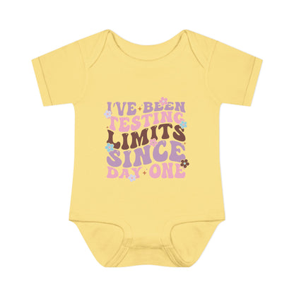 I've Been Testing Limits Since Day One Infant Baby Rib Bodysuit