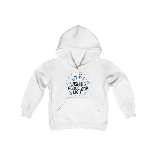 Hanukkah Wishing Peace & Light Youth Hoodie