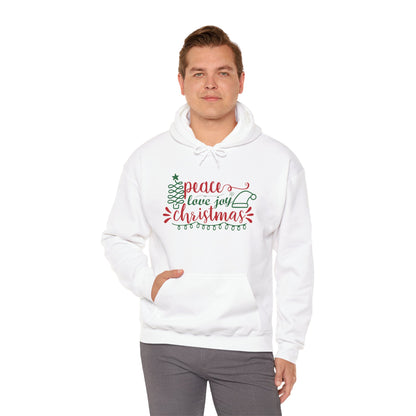 Peace Love & Joy Christmas Adult Heavy Blend™ Hooded Sweatshirt