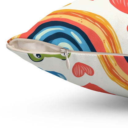 Ribbit Rainbows Throw Pillow