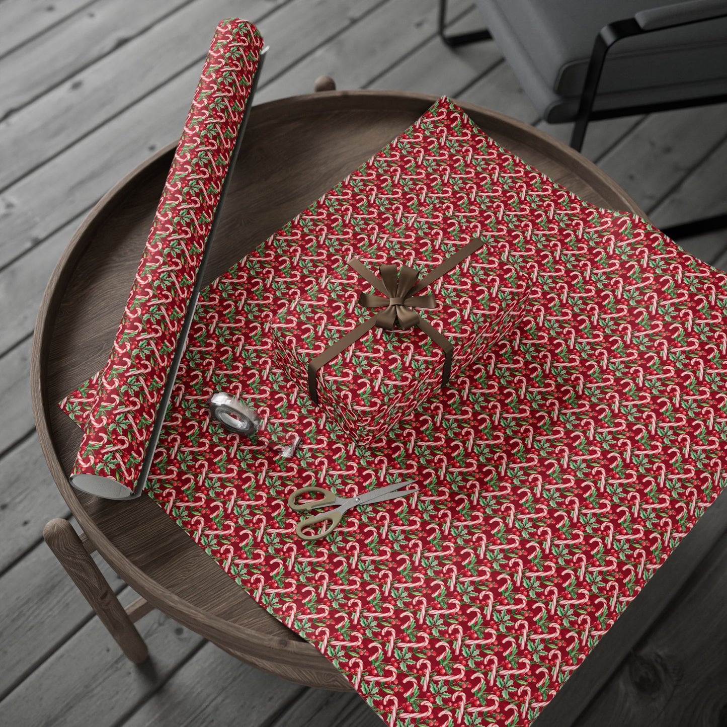 Holiday Cane Craze Wreaths Wrapping Paper